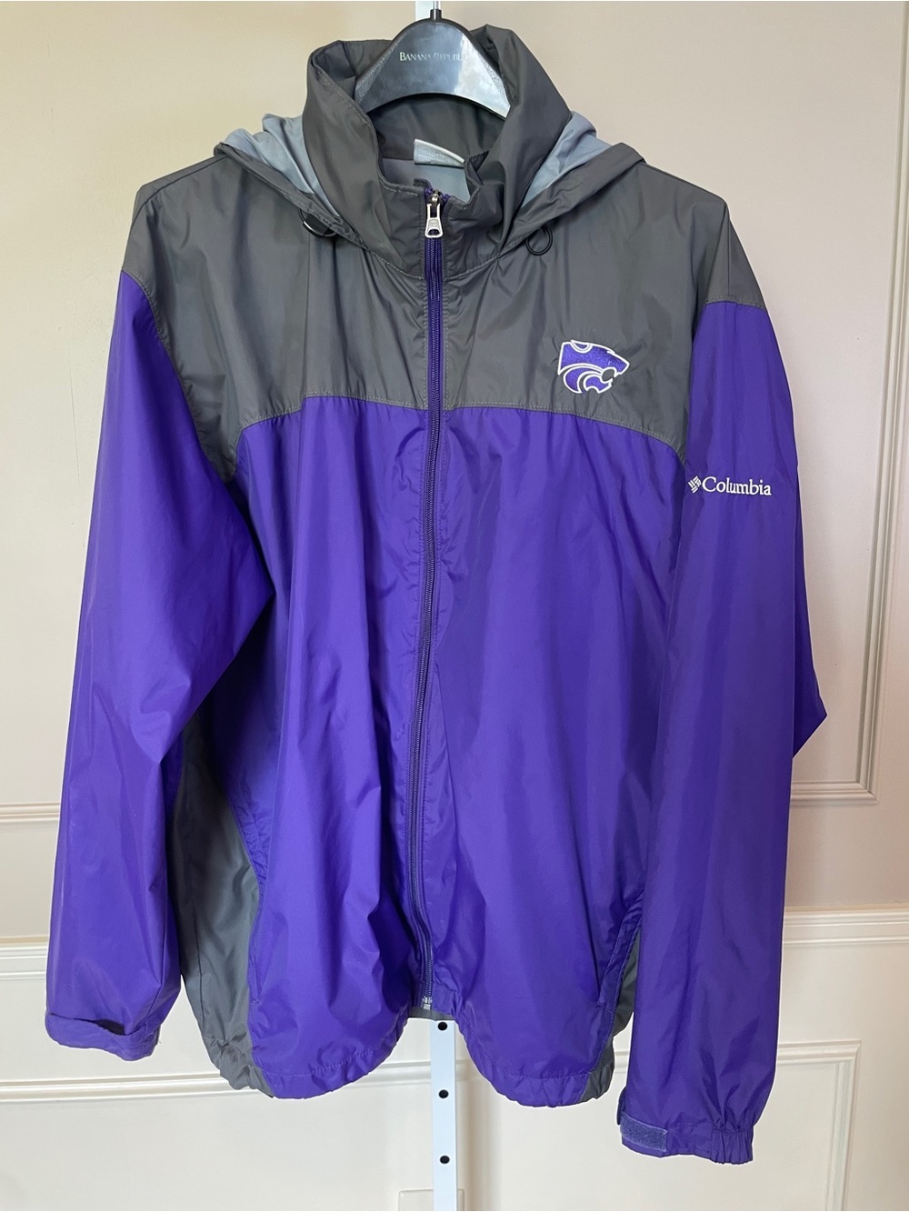 Vintage Kansas State Columbia XL Men's Windbreaker Jacket Nylon Hood Lightweight